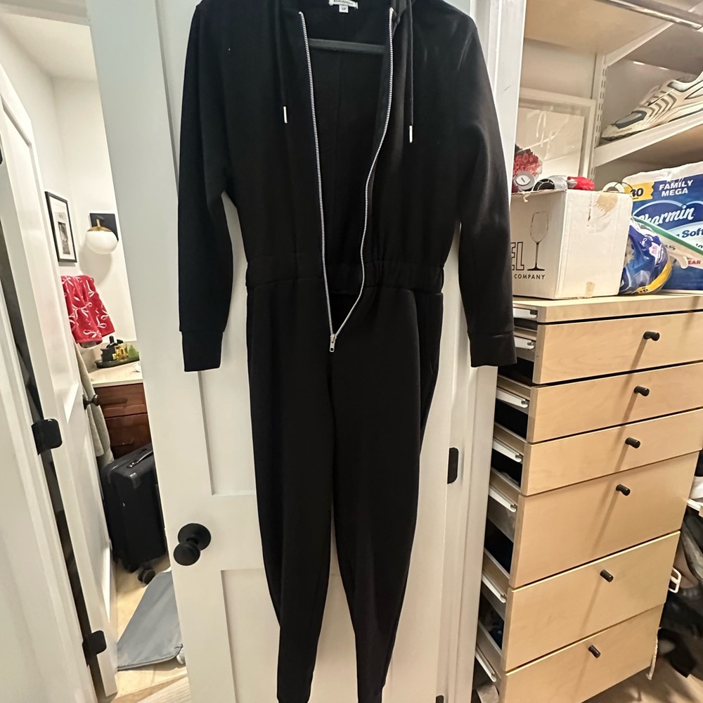WeWoreWhat Black Fleece Jumpsuit